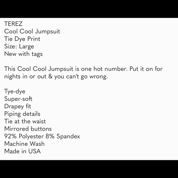 NWT Terez Tie-Dye Purple Jumpsuit - Picture 11 of 11